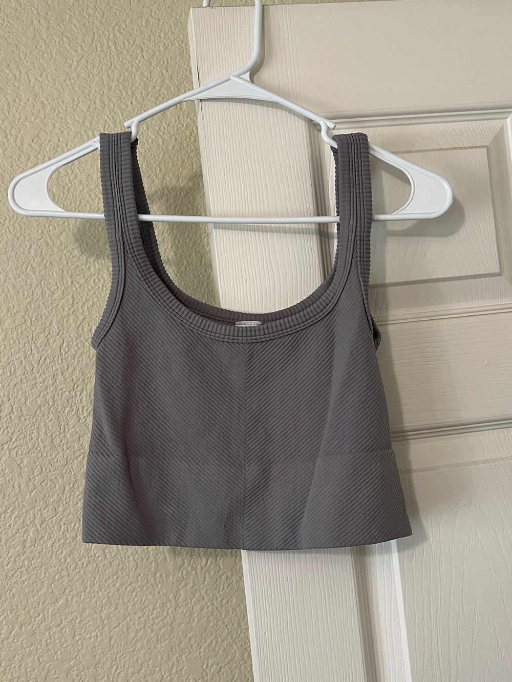 Nikibiki Ribbed Scoop Neck Cropped Tank - Charcoal